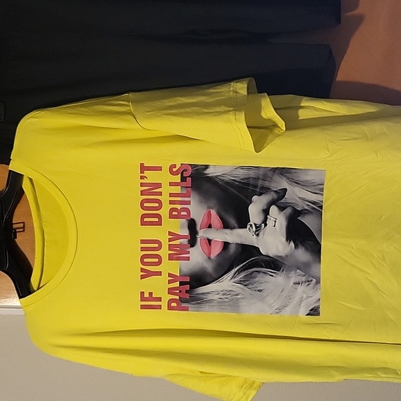 Womens Yellow / Black 2-Piece "If You Don't Pay My Bills" Short Set - Picture 2 of 8